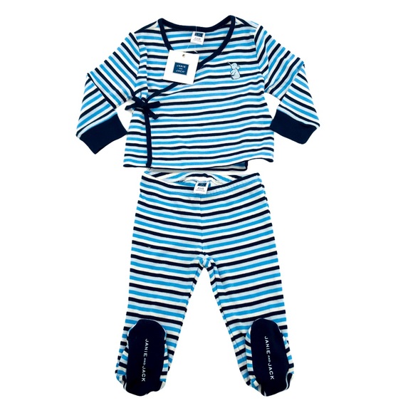 3/6 NWT Janie and Jack Two Piece Set Blue Stripe